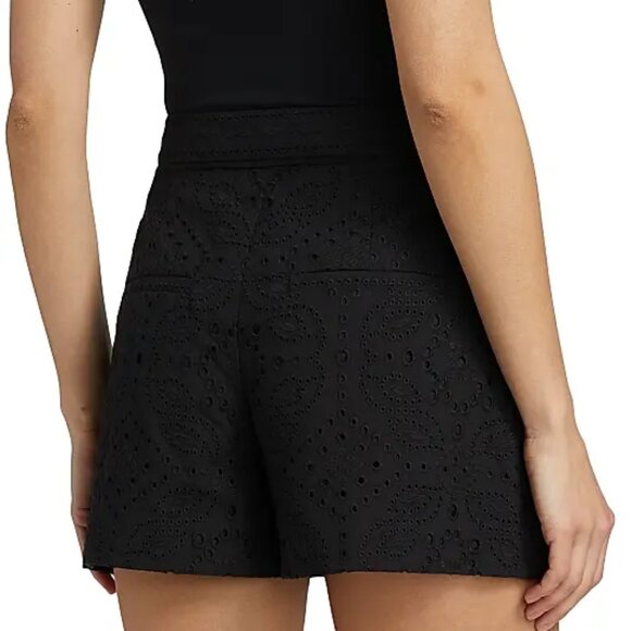 Veronica Beard Fabian Cotton Eyelet Shorts 100% Cotton Black Size 16 - Picture 5 of 6